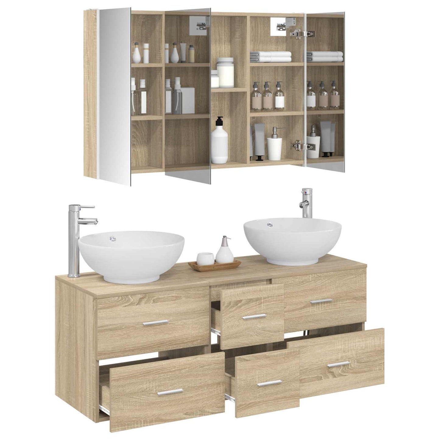Bathroom Furniture Set 4 pcs Sonoma Oak