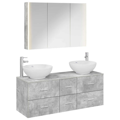 Bathroom Furniture Set 4 pcs Concrete Grey