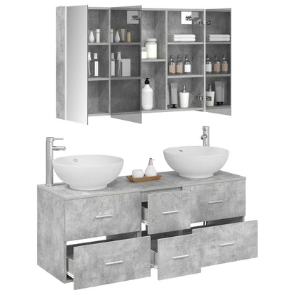 Bathroom Furniture Set 4 pcs Concrete Grey