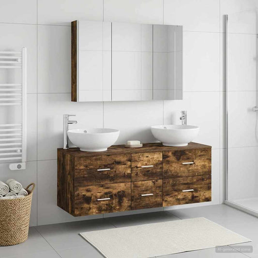 Bathroom Furniture Set 4 pcs Smoked Oak