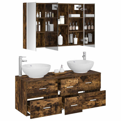 Bathroom Furniture Set 4 pcs Smoked Oak