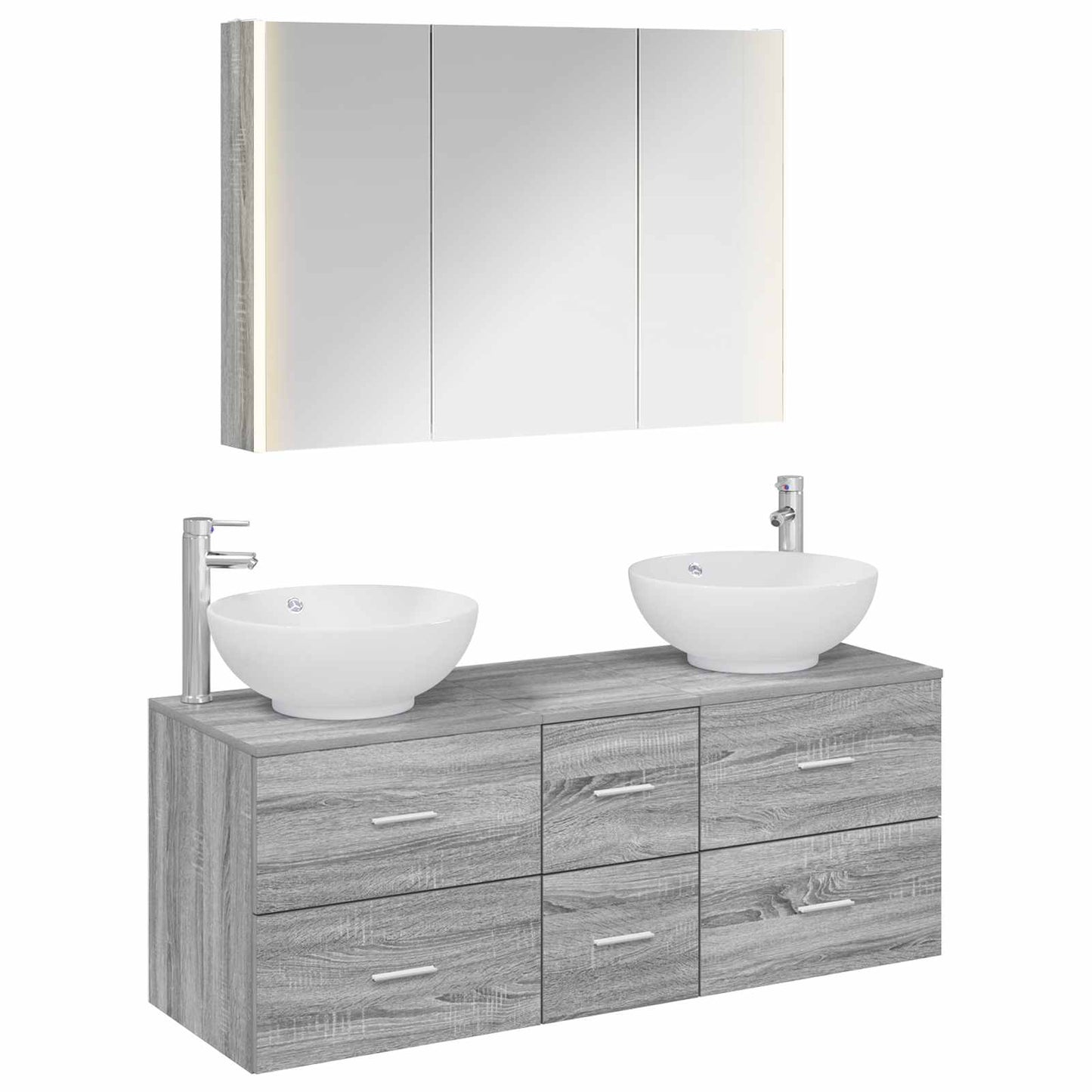 Bathroom Furniture Set 4 pcs Grey Sonoma