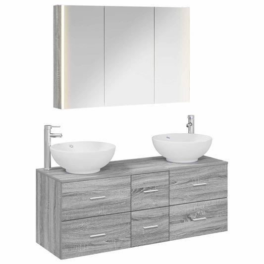 Bathroom Furniture Set 4 pcs Grey Sonoma
