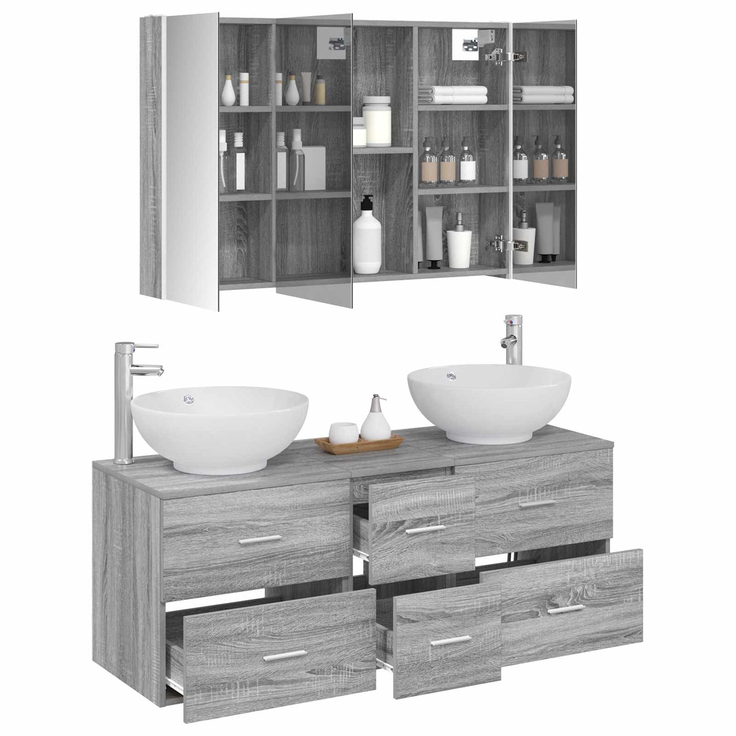 Bathroom Furniture Set 4 pcs Grey Sonoma