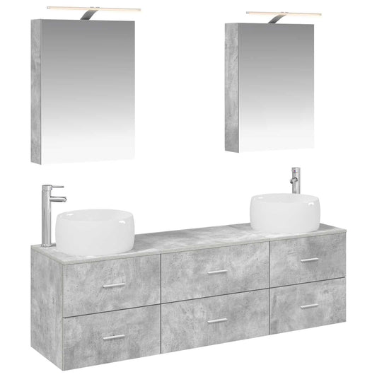 Bathroom Furniture Set 5 pcs Concrete Grey