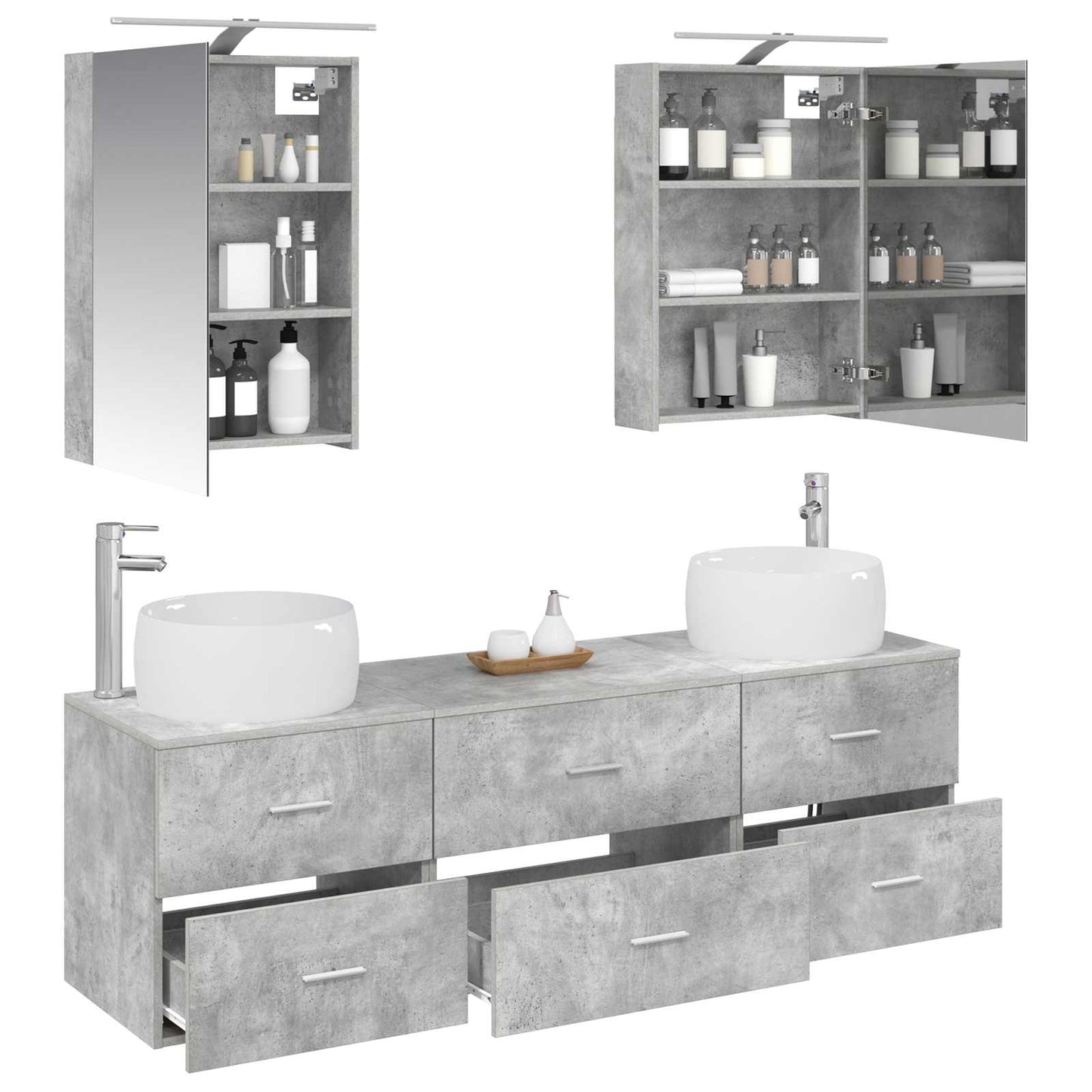 Bathroom Furniture Set 5 pcs Concrete Grey