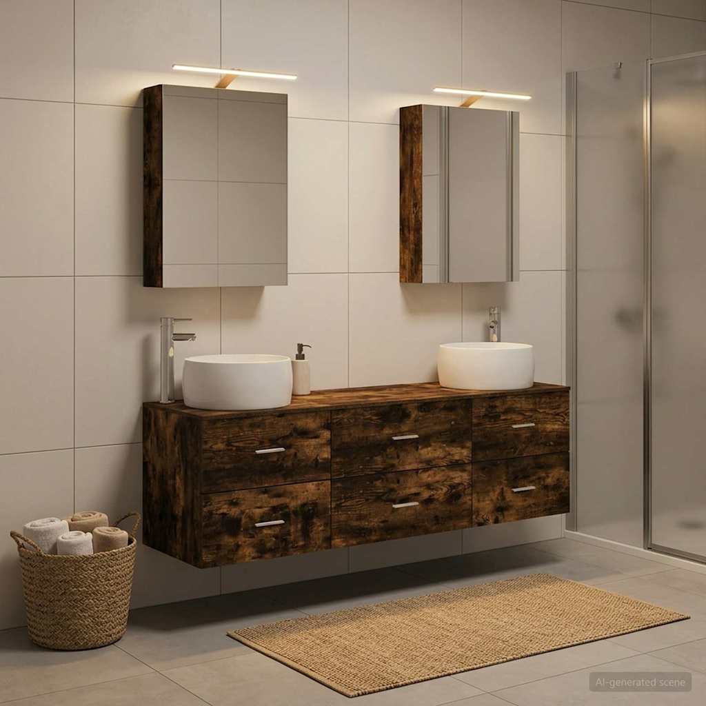 Bathroom Furniture Set 5 pcs Smoked Oak