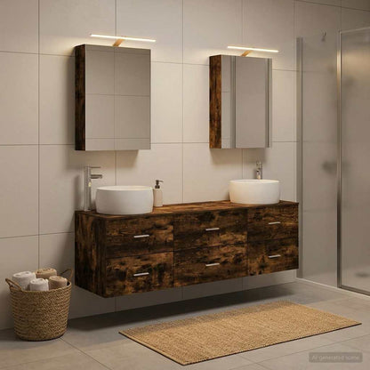 Bathroom Furniture Set 5 pcs Smoked Oak