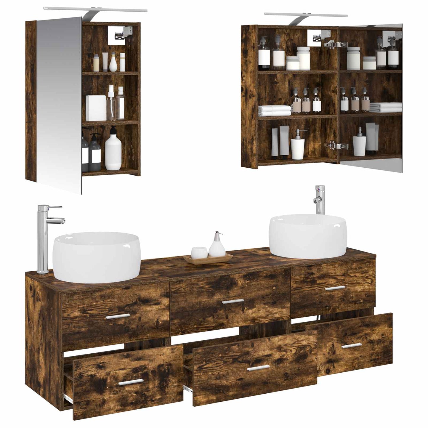 Bathroom Furniture Set 5 pcs Smoked Oak