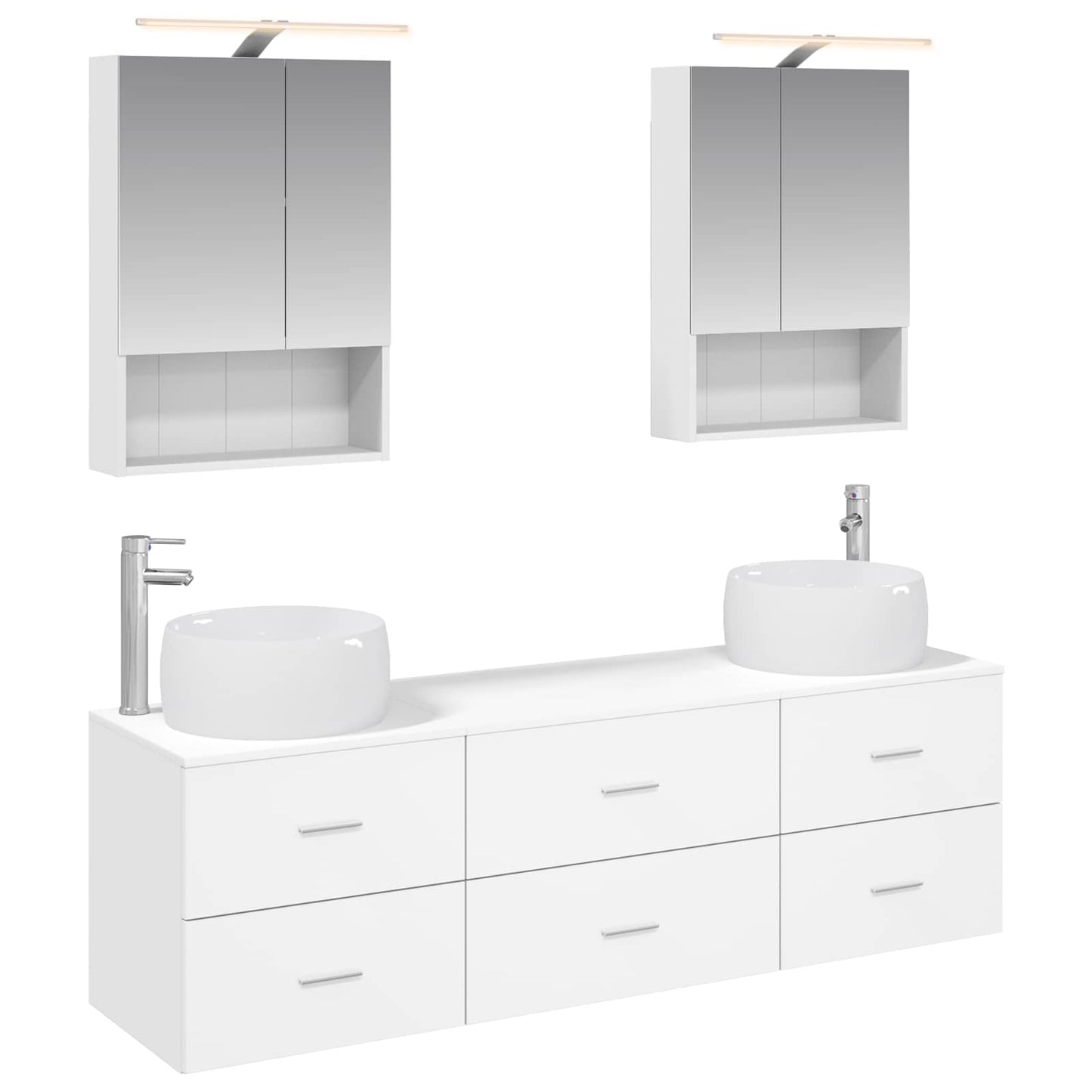 Bathroom Furniture Set 5 pcs White Engineered Wood and Glass