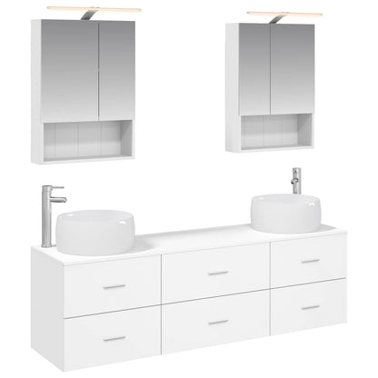 Bathroom Furniture Set 5 pcs White Engineered Wood and Glass