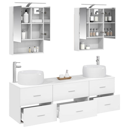 Bathroom Furniture Set 5 pcs White Engineered Wood and Glass