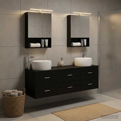 Bathroom Furniture Set 5 pcs Black Oak