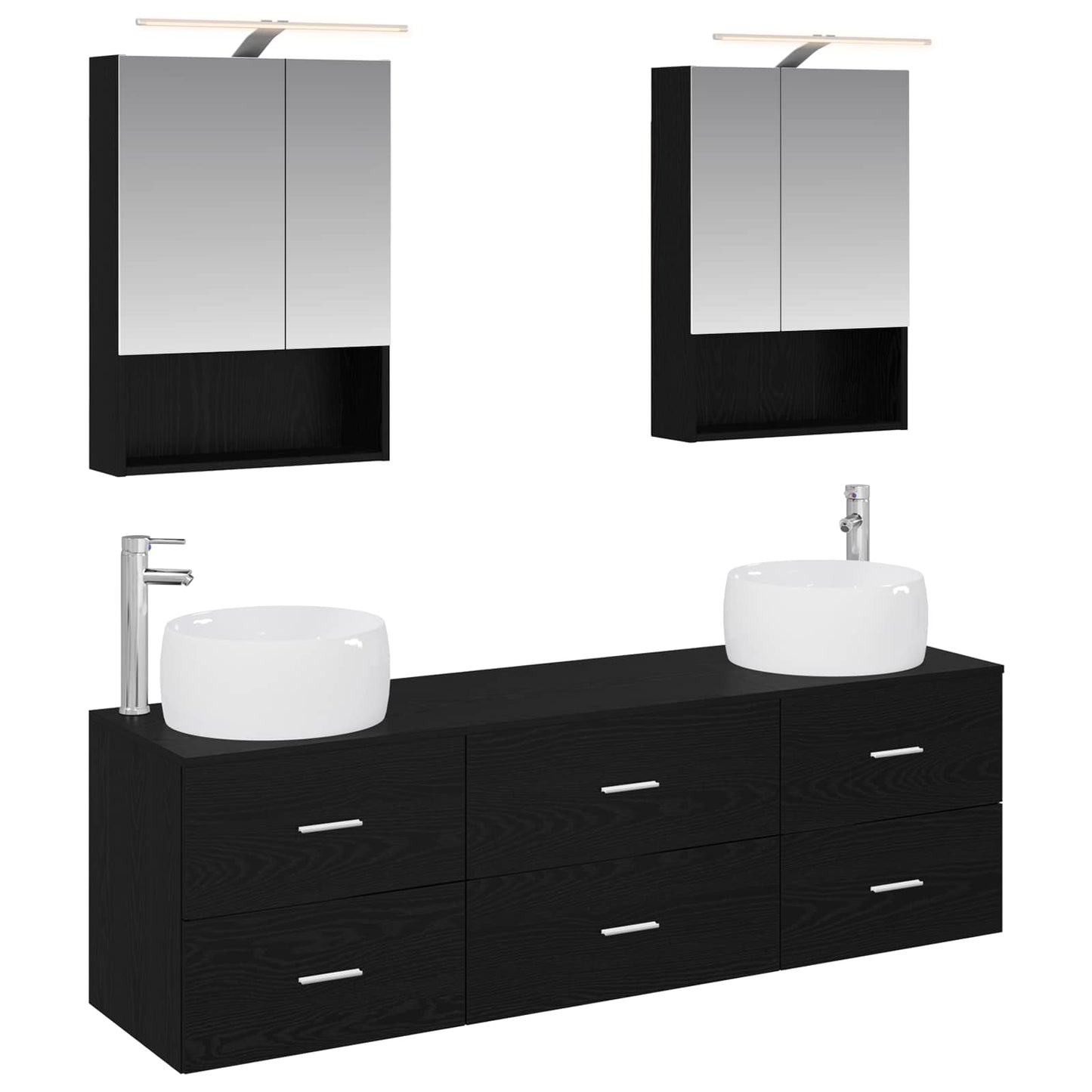 Bathroom Furniture Set 5 pcs Black Oak
