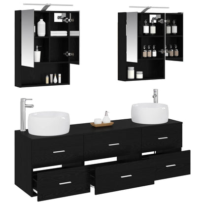 Bathroom Furniture Set 5 pcs Black Oak