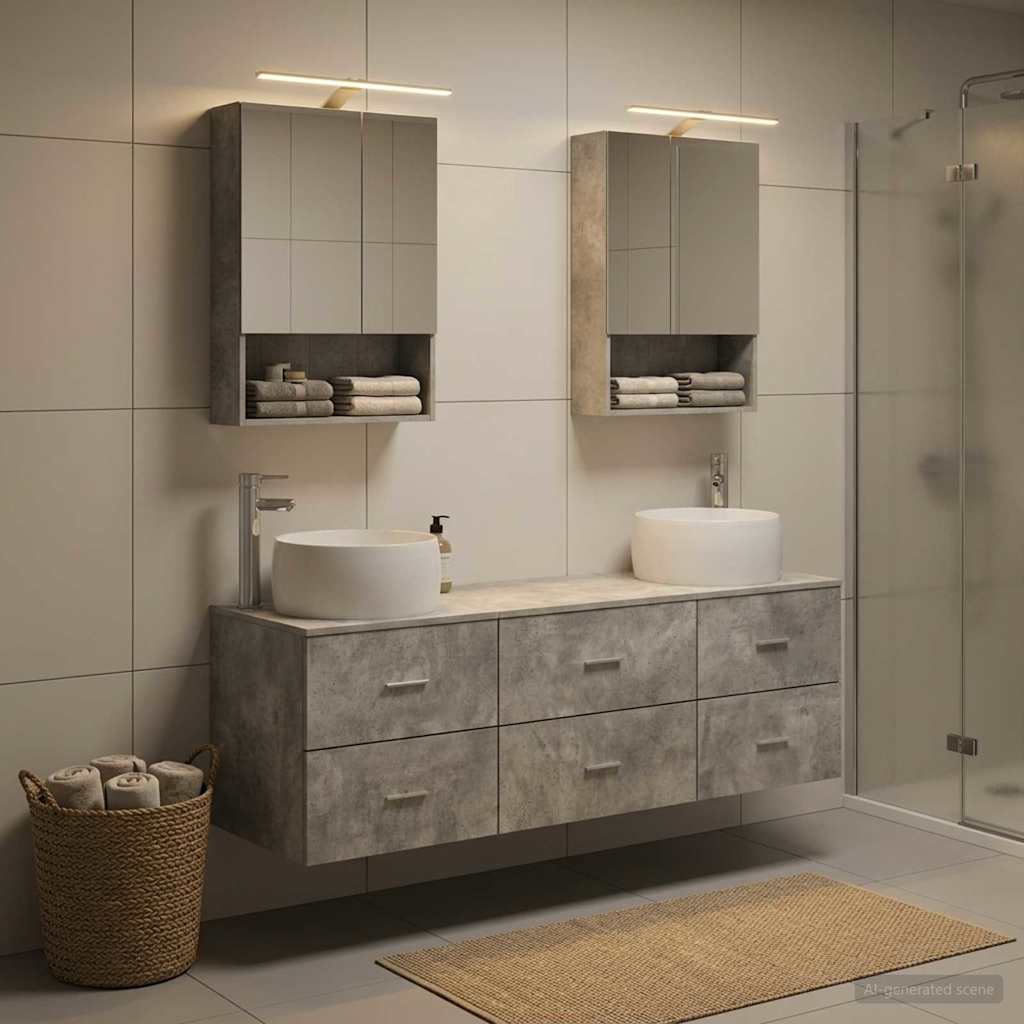 Bathroom Furniture Set 5 pcs Concrete Grey