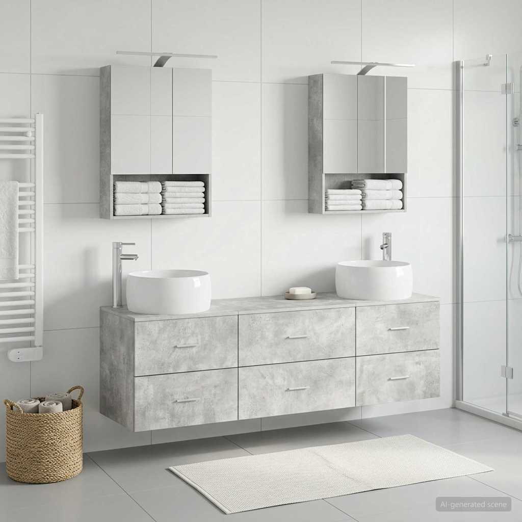 Bathroom Furniture Set 5 pcs Concrete Grey