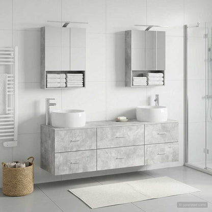 Bathroom Furniture Set 5 pcs Concrete Grey