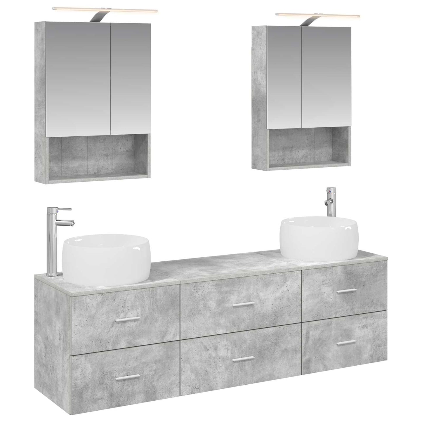 Bathroom Furniture Set 5 pcs Concrete Grey