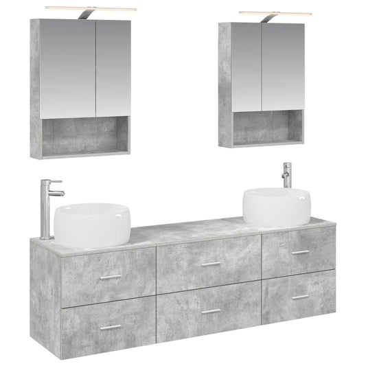Bathroom Furniture Set 5 pcs Concrete Grey