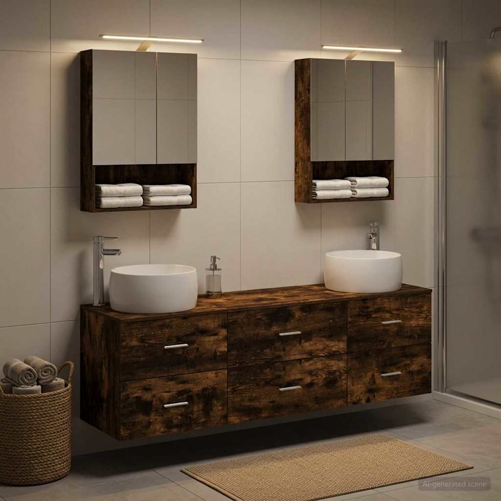 Bathroom Furniture Set 5 pcs Smoked Oak