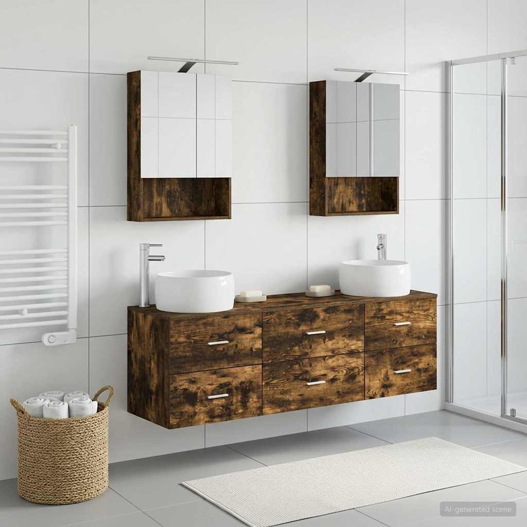 Bathroom Furniture Set 5 pcs Smoked Oak