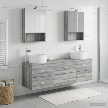 Bathroom Furniture Set 5 pcs Grey Sonoma