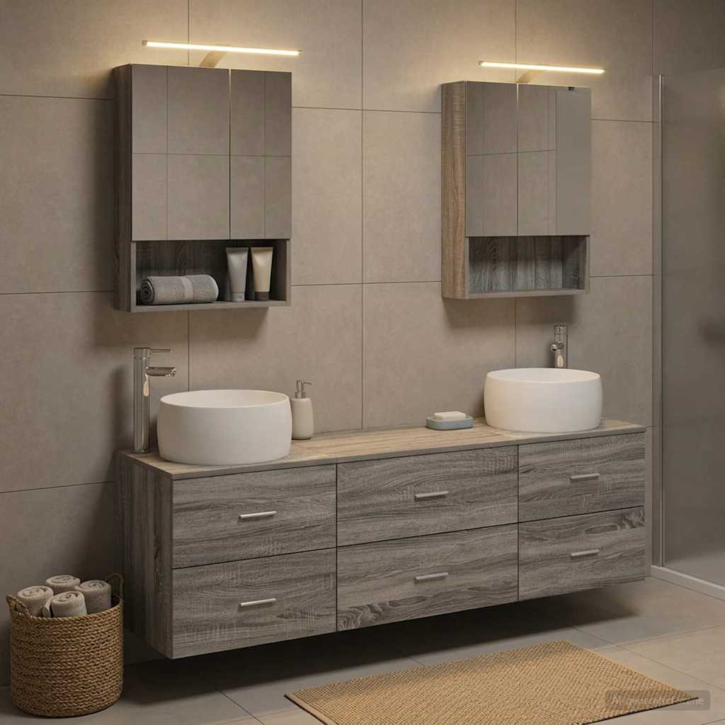 Bathroom Furniture Set 5 pcs Grey Sonoma