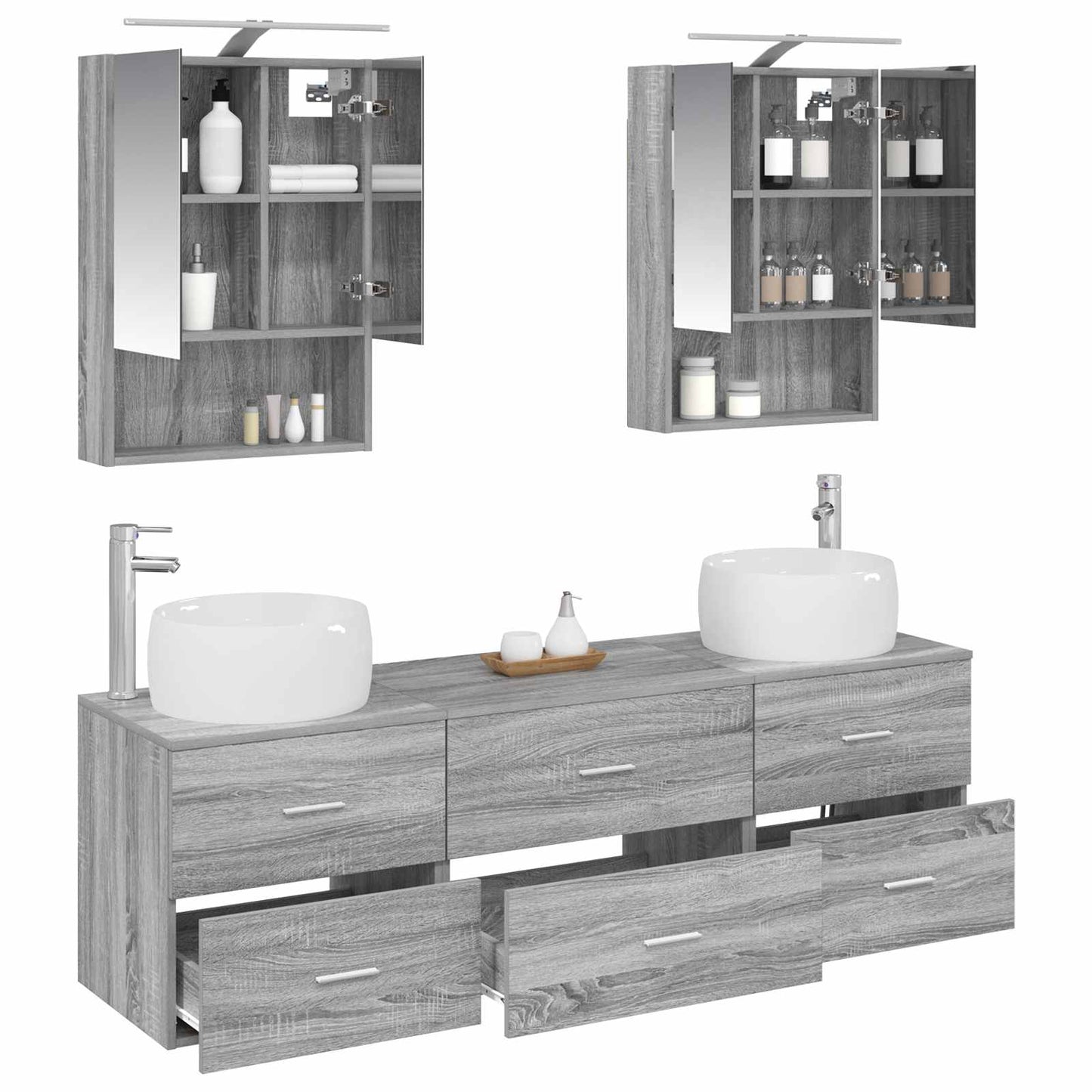Bathroom Furniture Set 5 pcs Grey Sonoma