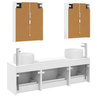 Bathroom Furniture Set 5 pcs White Engineered Wood and Glass