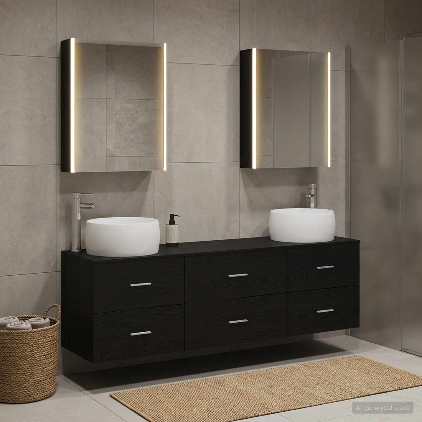 Bathroom Furniture Set 5 pcs Black Oak