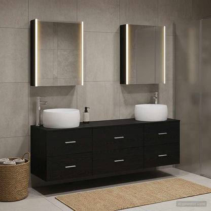 Bathroom Furniture Set 5 pcs Black Oak