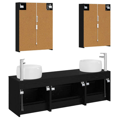 Bathroom Furniture Set 5 pcs Black Oak