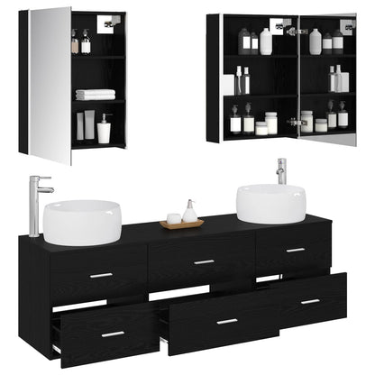 Bathroom Furniture Set 5 pcs Black Oak