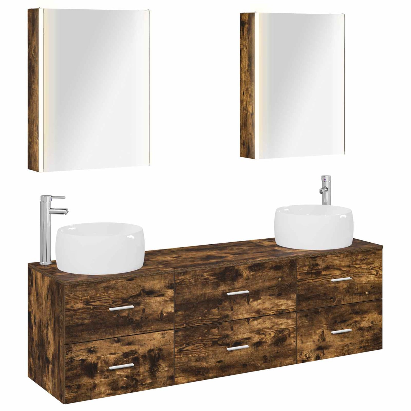 Bathroom Furniture Set 5 pcs Smoked Oak