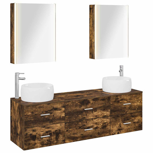 Bathroom Furniture Set 5 pcs Smoked Oak