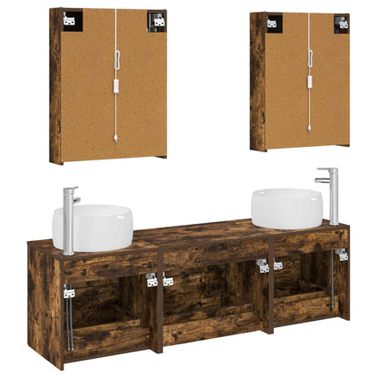 Bathroom Furniture Set 5 pcs Smoked Oak