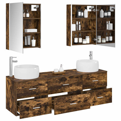 Bathroom Furniture Set 5 pcs Smoked Oak