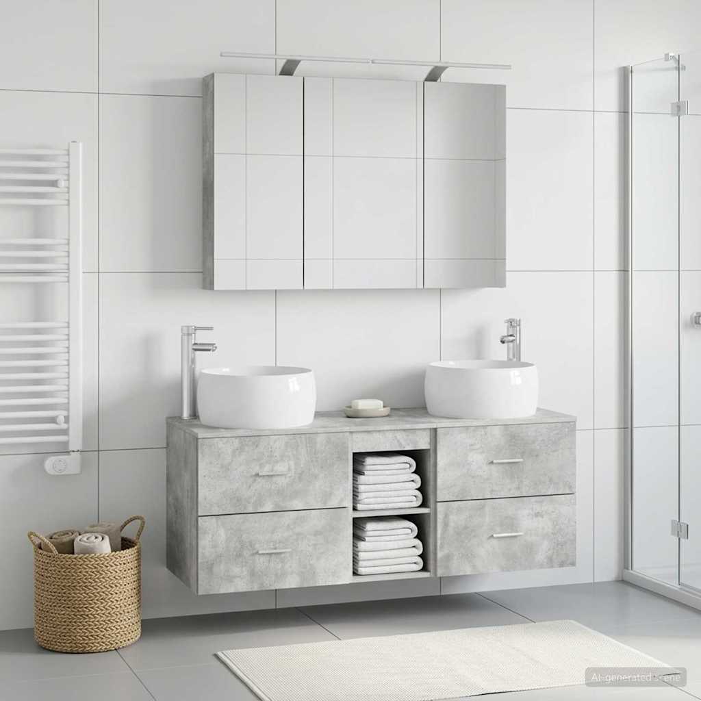 Bathroom Furniture Set 4 pcs Concrete Grey