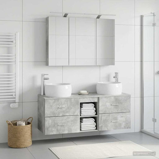 Bathroom Furniture Set 4 pcs Concrete Grey