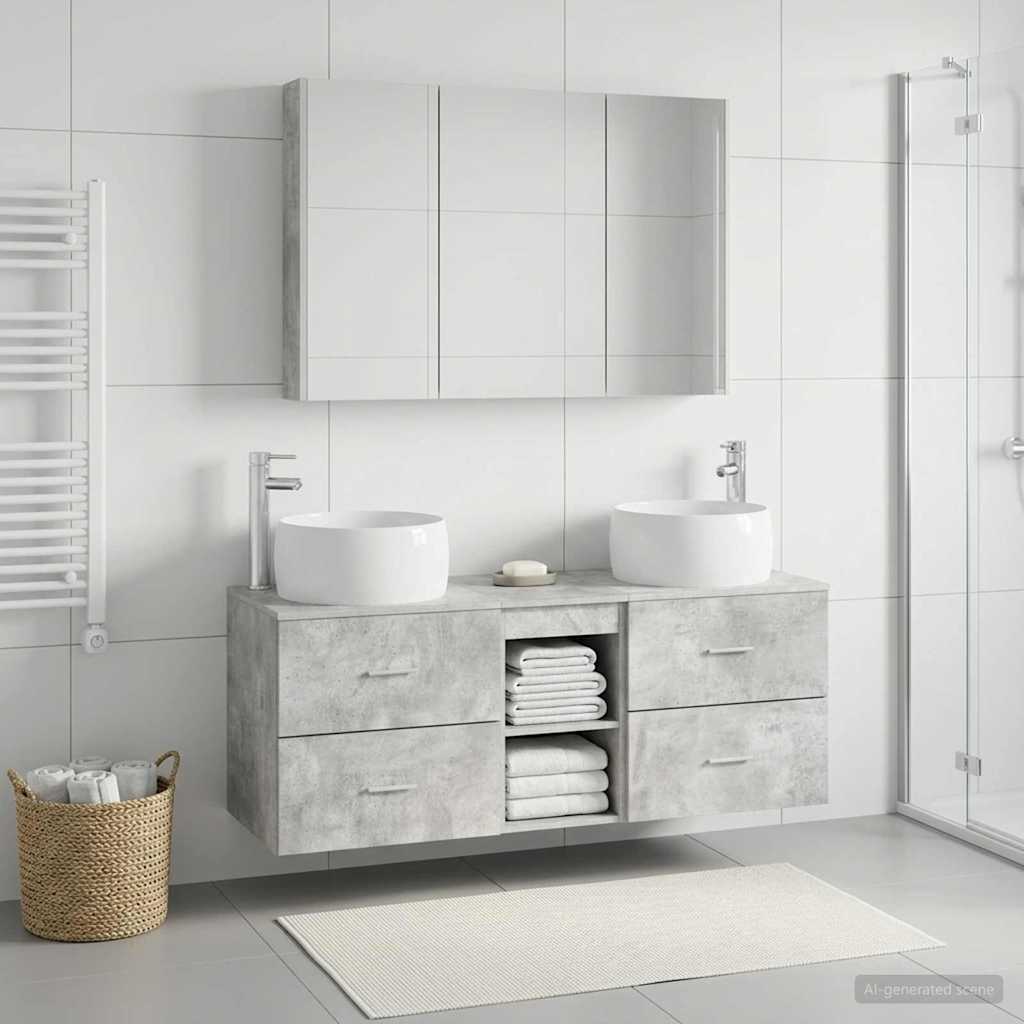 Bathroom Furniture Set 4 pcs Concrete Grey