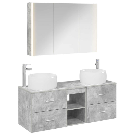 Bathroom Furniture Set 4 pcs Concrete Grey