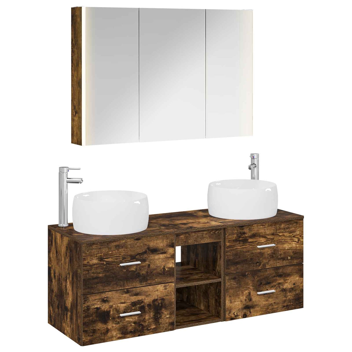 Bathroom Furniture Set 4 pcs Smoked Oak