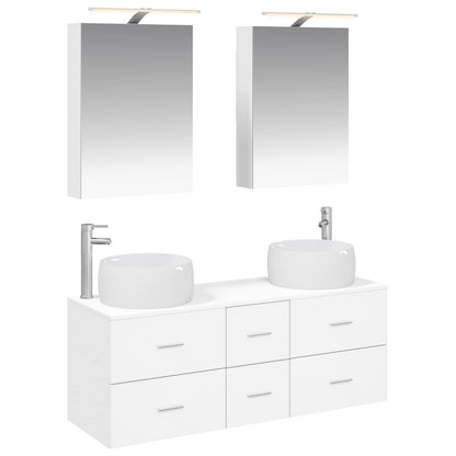 Bathroom Furniture Set 5 pcs White Engineered Wood and Glass