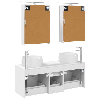 Bathroom Furniture Set 5 pcs White Engineered Wood and Glass
