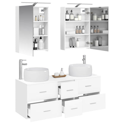 Bathroom Furniture Set 5 pcs White Engineered Wood and Glass