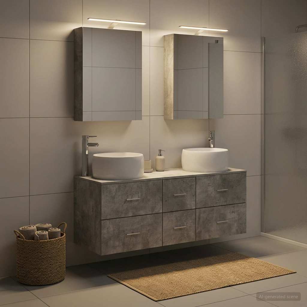 Bathroom Furniture Set 5 pcs Concrete Grey