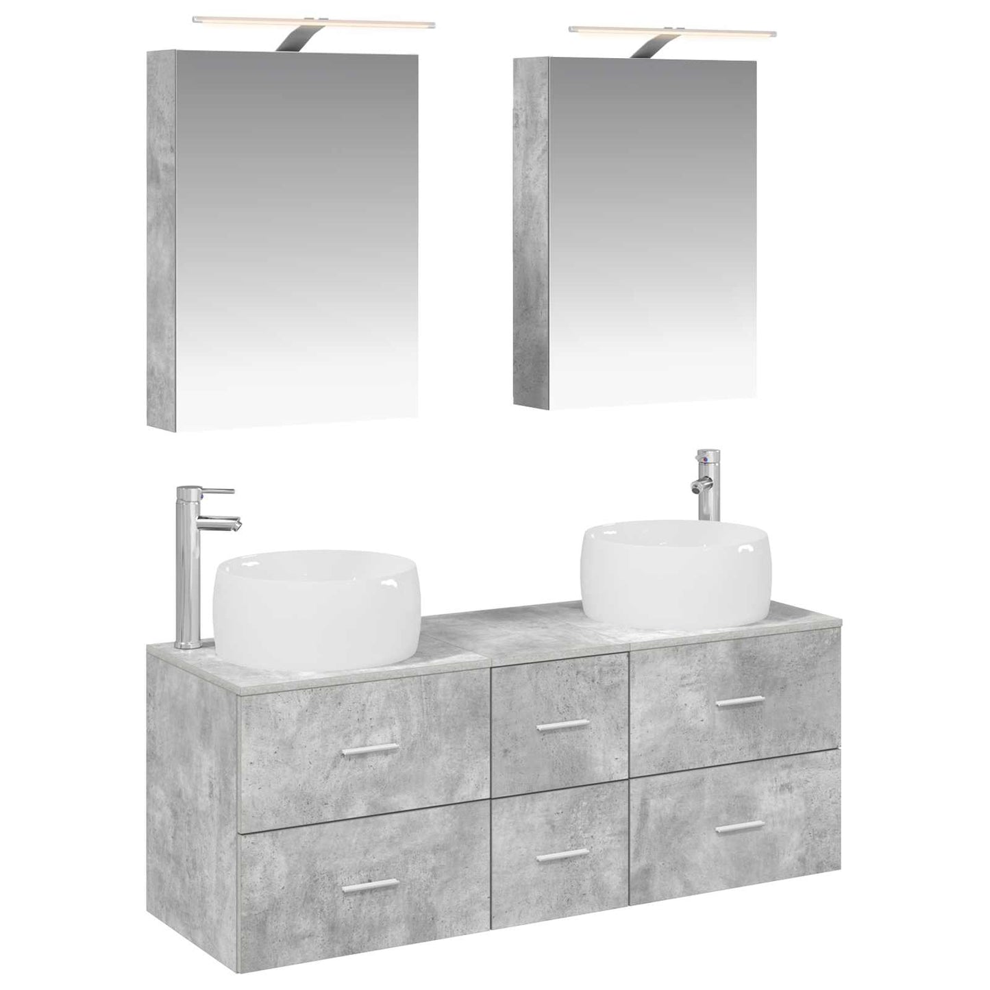 Bathroom Furniture Set 5 pcs Concrete Grey