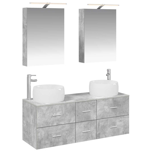 Bathroom Furniture Set 5 pcs Concrete Grey