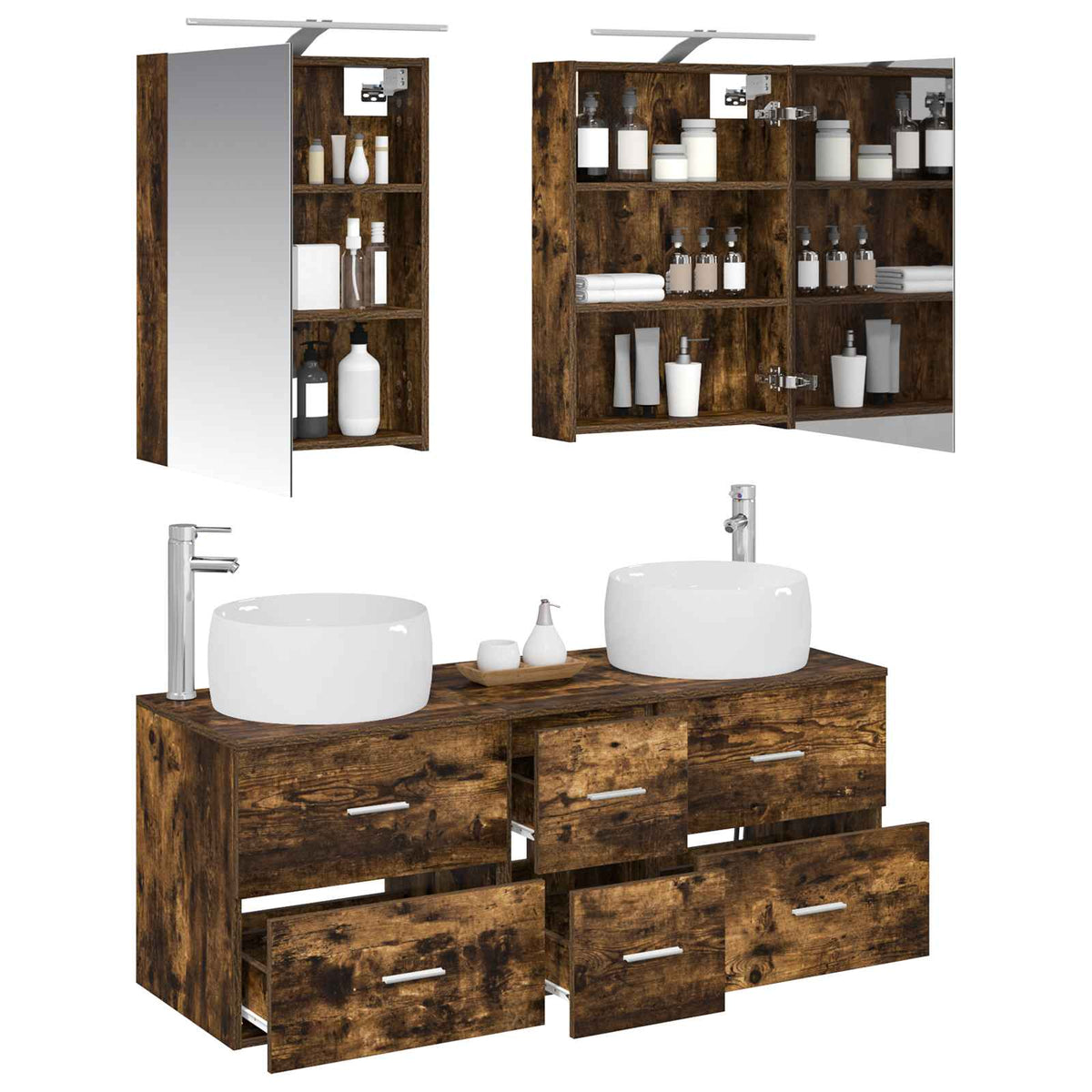 Bathroom Furniture Set 5 pcs Smoked Oak